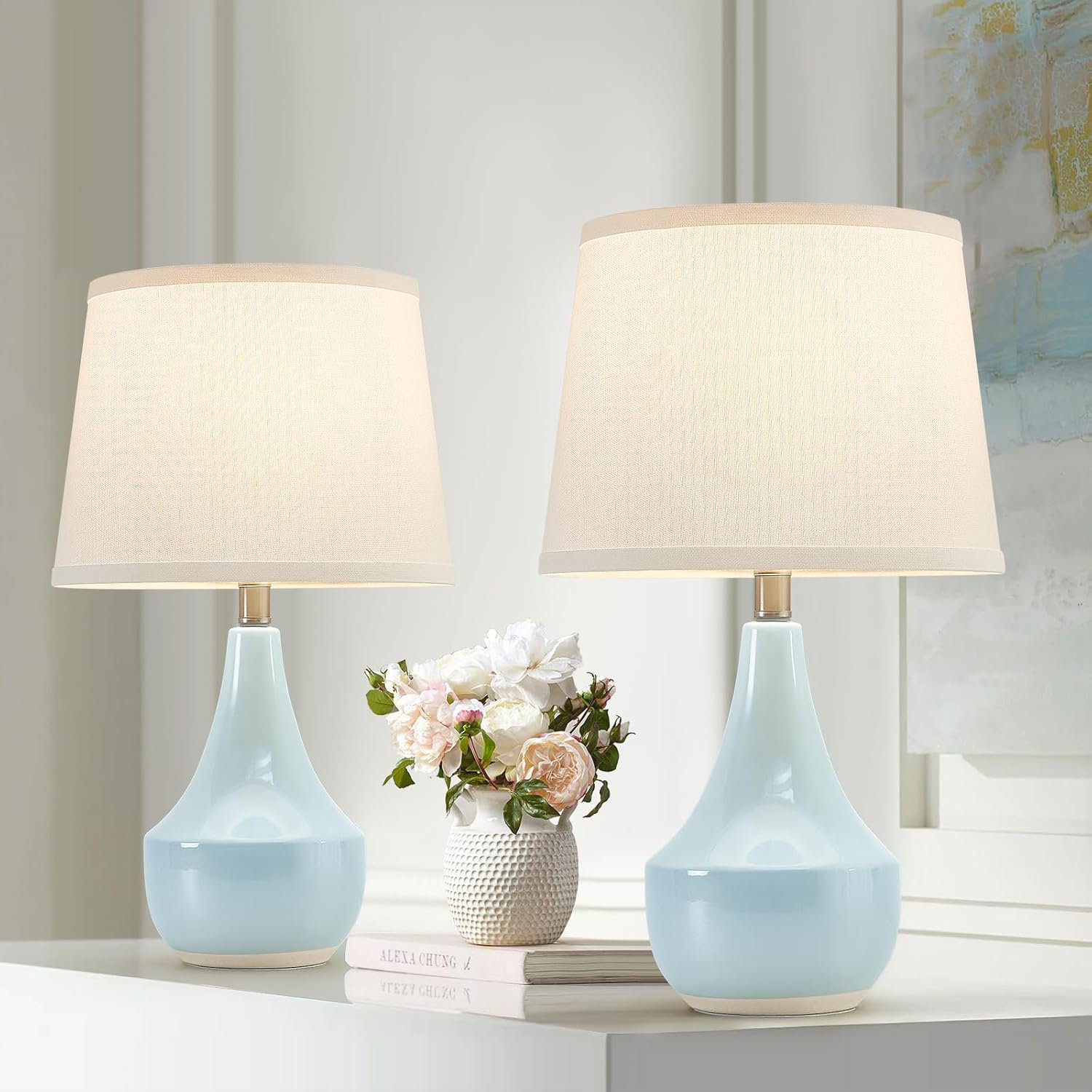 Abdullateef 18.58" Ceramic Table Lamp Small Nightstand Lamp Desk Lamp Best Gift for Children (Bulb Included)