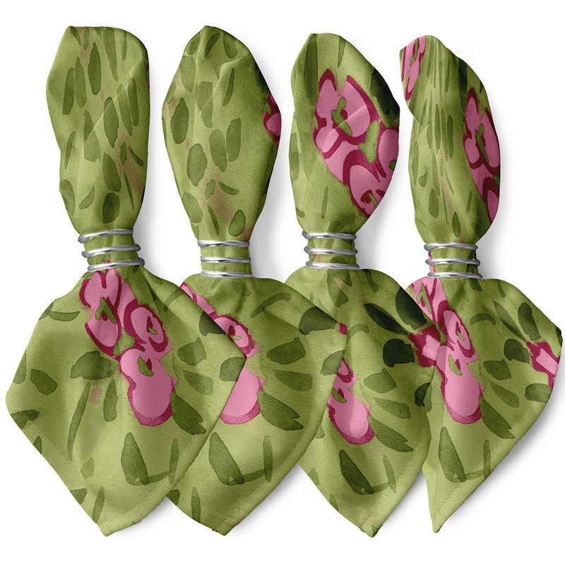 Lonston Polyester Floral Square Napkin, Pink