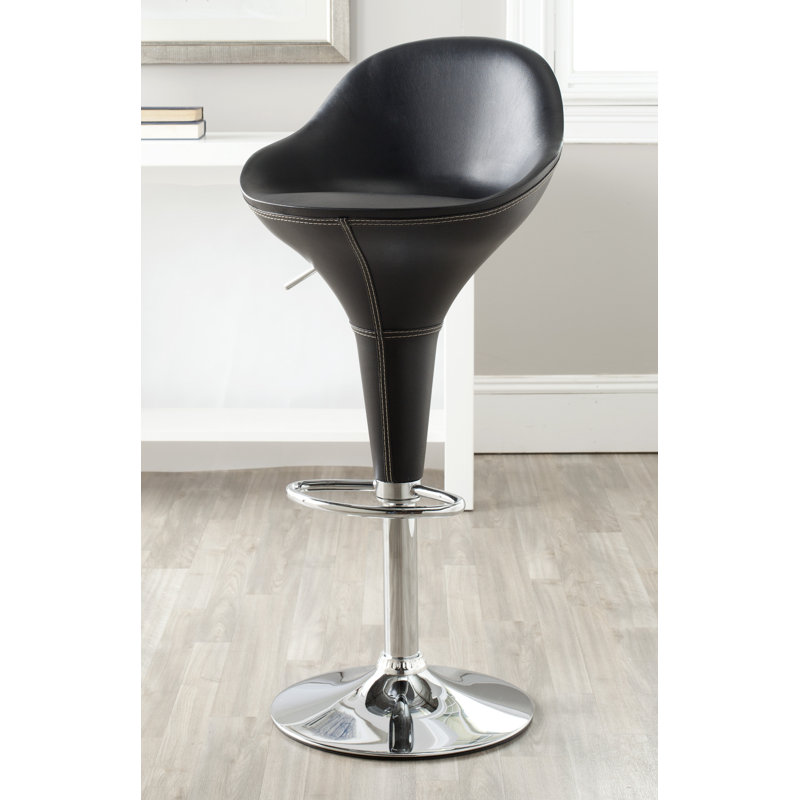 Tabouret tournant à hauteur réglable avec coussin, Noir