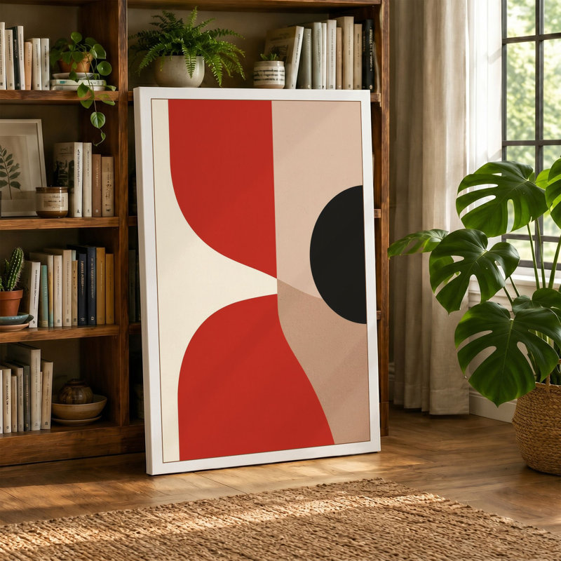 Geometric Rhythm Mid-Century 1 Piece Wrapped Canvas Wall Art, 18x12 - 45.7 x 30.5 cm, White Border