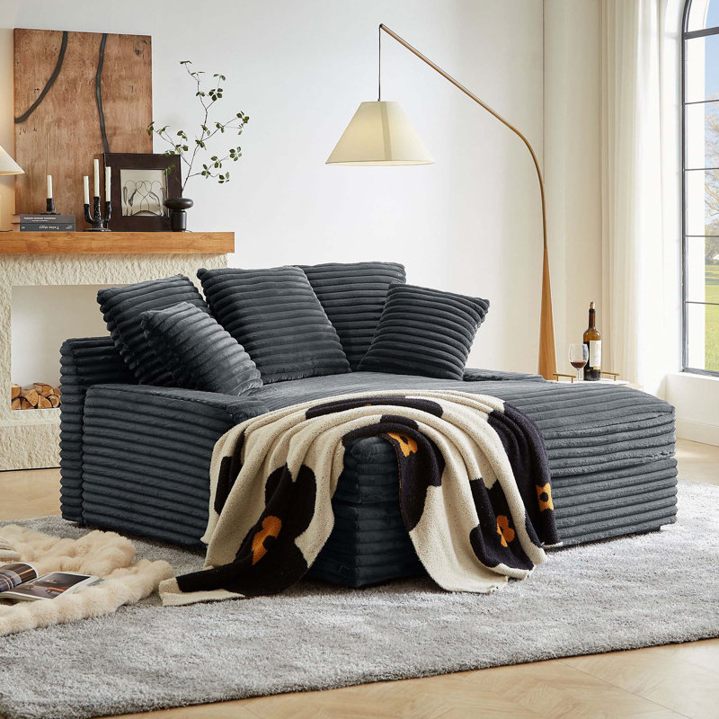 Canapé-lit double confortable avec accoudoirs carrés élégants pour la maison, Gris foncé