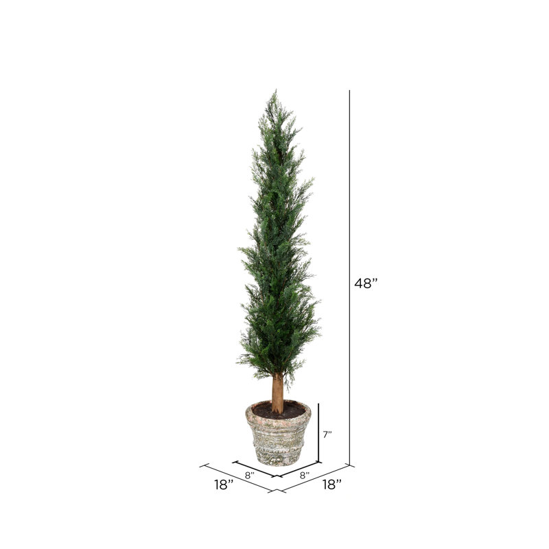 Artificial Potted Cedar Tree Full, 48" H x 18" W x 18" D