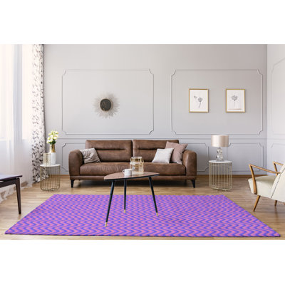 Tapis rose rayures ondulées