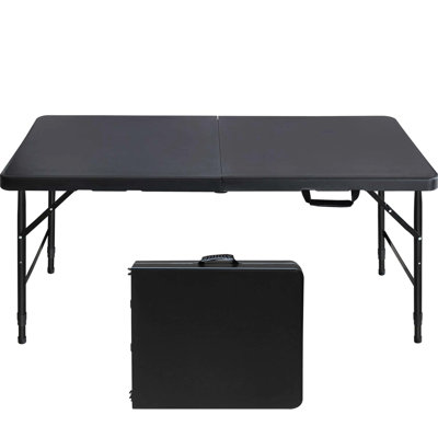 Table pliante Aguero de 4 pi pour le camping. Intérieur et extérieur pratique. Capacité de 135 kg. Fixation facile et facile à transporter. Table de camping à surface lisse et imperméable pliable, pour les rassemblements. Limite de poids.