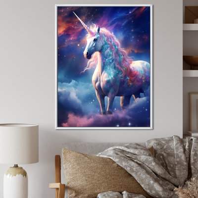 Magie de licorne cosmique mauve sur toile