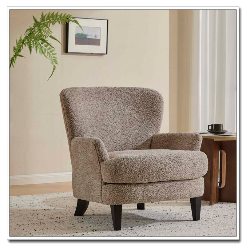 Fauteuil club rembourré Boucle, Marron clair