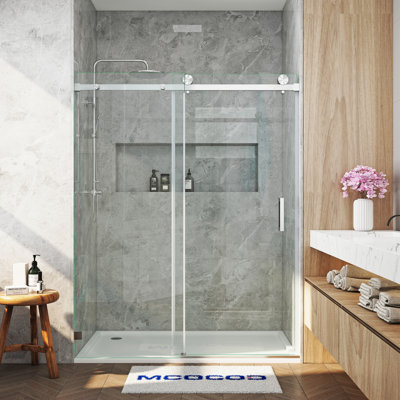 Opal Mirage MCOCOD 56-60.5"W x 76"H Single Smooth-Sliding Impact-Resistant Shower Door with 3/8" (10mm) Clear Glass