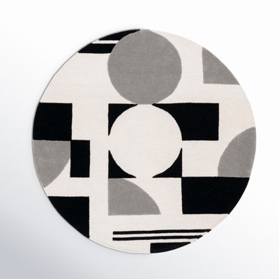 Felipe Gray Black White Hand-Woven Geometric Rug