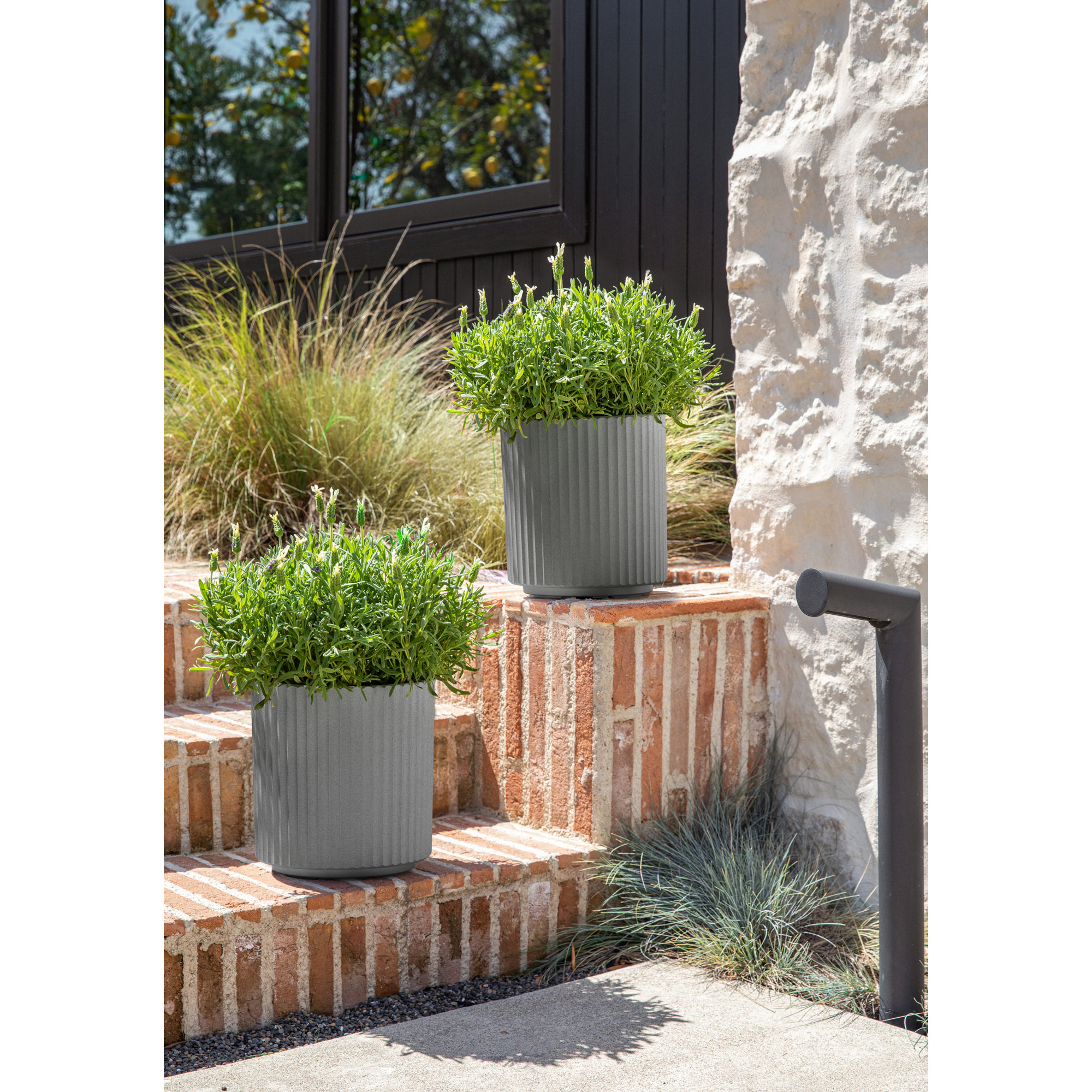 Demi Series Round Planter, 2, Gray, 11.5" H x 10.5" W x 10.5" D
