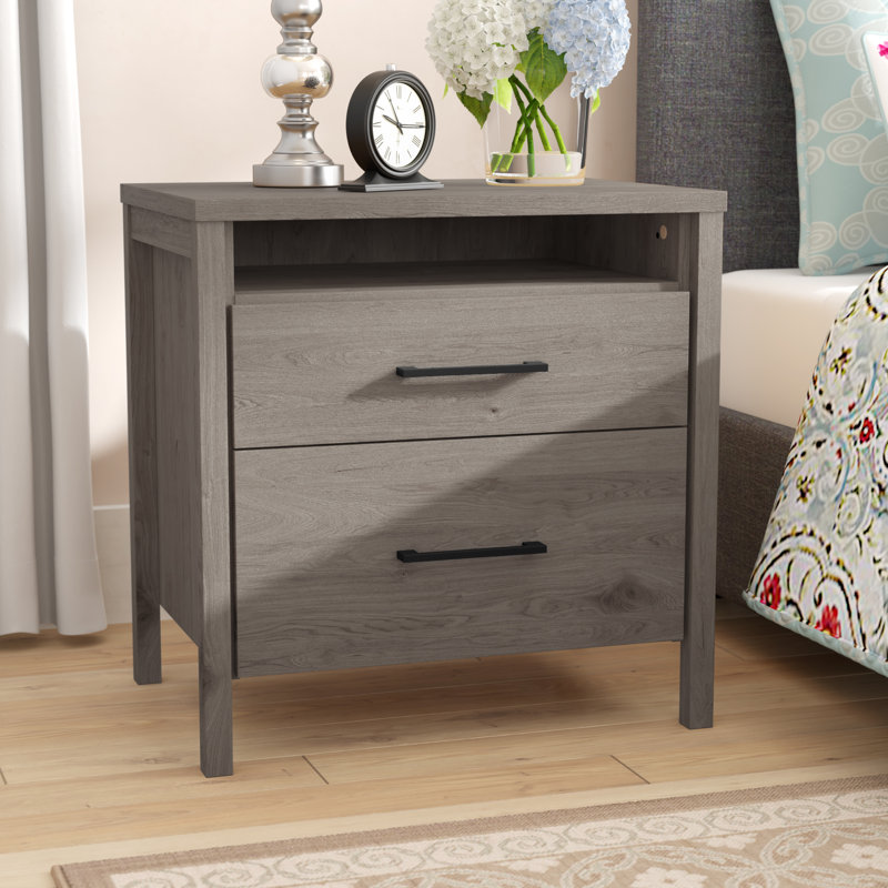 Gravity 2 - Drawer Nightstand, Gray Maple/Black