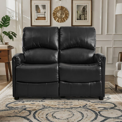 PU Leather Upholstered Manual Reclining Loveseat Sofa