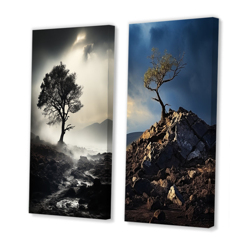 Volcan volcanique - ensemble de 2 impressions sur toile, H 28 po x l 25 po, Toile tendue
