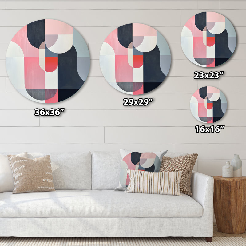 «Geometric Rose Sand Pure Form», reproduction d'art moderne en métal rose, H 16 po x l 16 po