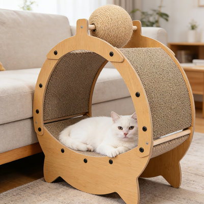 Corrugated Paper Cat Scratcher -  Eco-friendly Playhouse For Indoor Cats