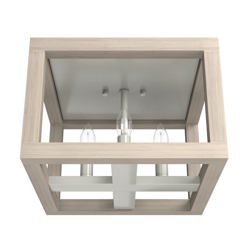 Squire Manor 4 - Light 12'' Lantern Square / Rectangle Flush Mount, Brushed Nickel