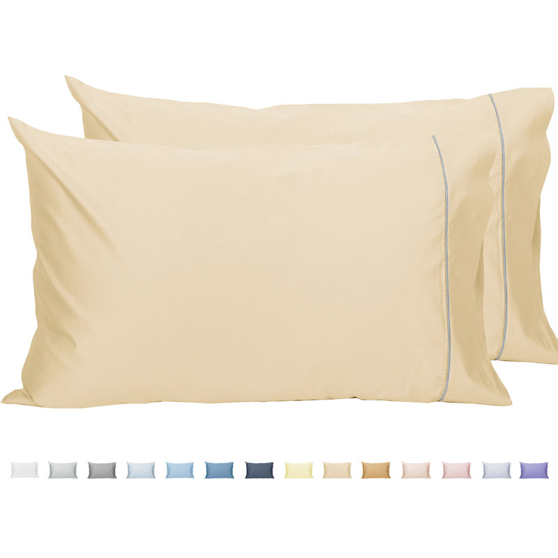 Sliver Cording 100% Cotton Sateen Pillowcases Open Pillowcases Set, Cotton Candy, Queen Pillowcase