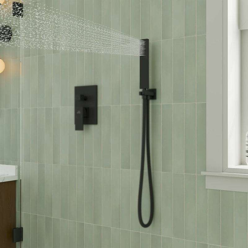 Flat 304 Stainless Steel Handheld Shower With Easy-Clean Silicone Nozzles, Matte Black