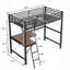 Lit mezzanine simple en métal et lit avec bureau et tablette-651392399