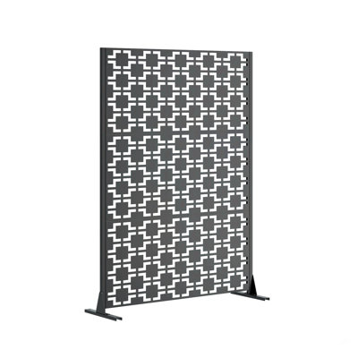 Écran d'intimité en métal pour l'extérieur autoportant, panneaux de clôture décoratifs en métal H 72 po x l 46 po avec base stable, écrans de séparation portables pour patio, terrasse, balcon, cour, jardin