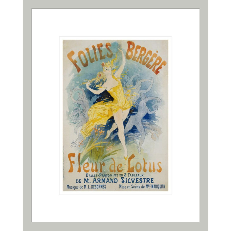 «Folies Bergere Fleur de Lotus» par Jules Chéret, impression giclée encadrée, H 16,75 po x l 13,43 po