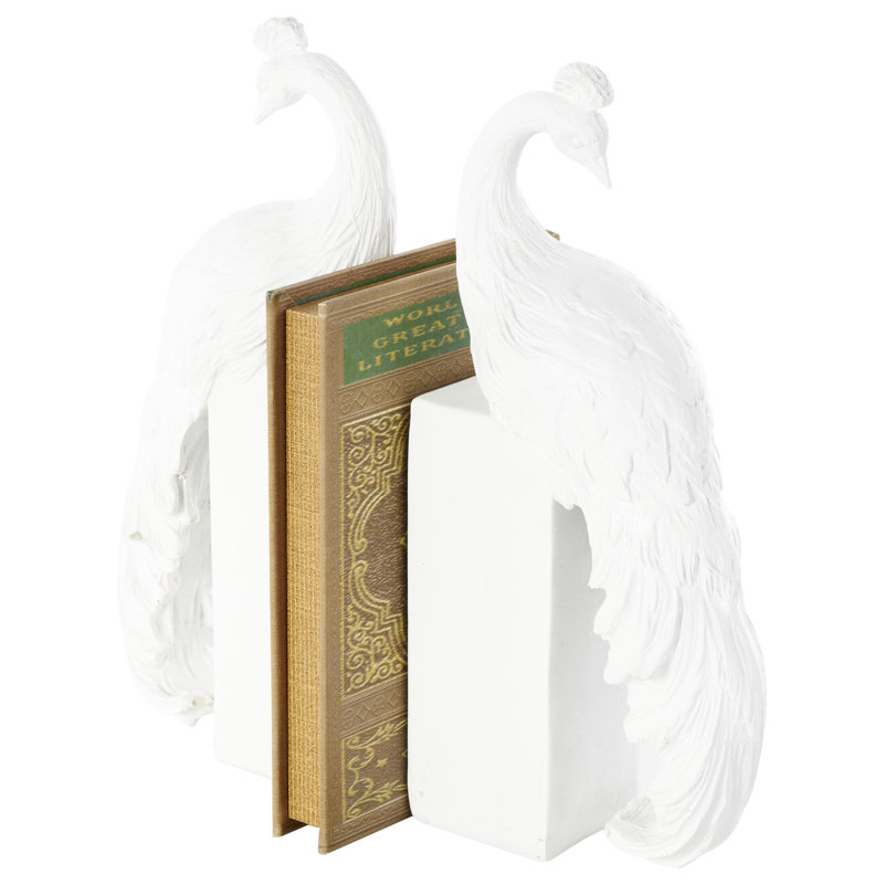 Serre-livres en résine et paon Cole