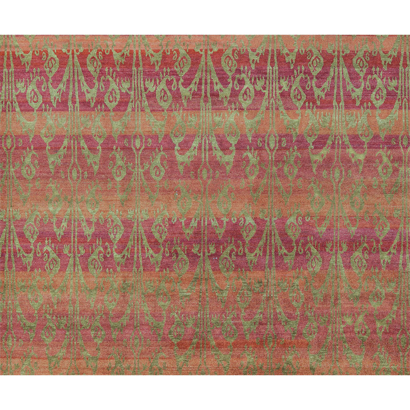 Tapis rouge noué à la main de haute qualité, Rectangle 7 pi 10 po x 9 pi 9 po