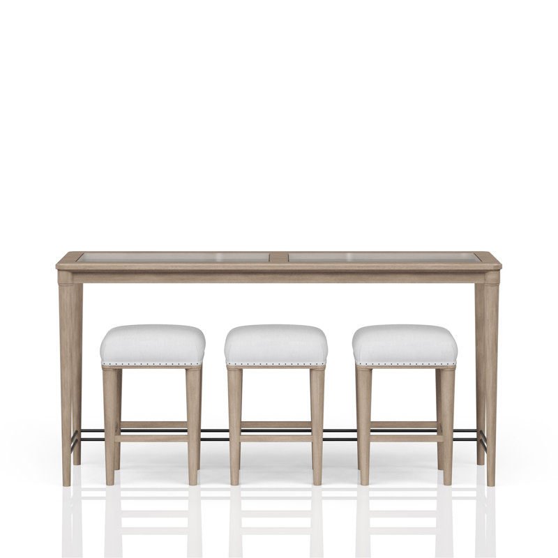 Console en verre givré avec 3 tabourets