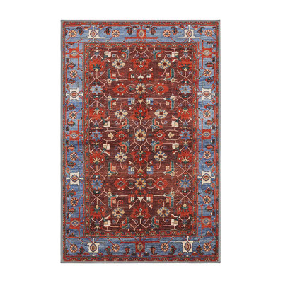 Tapis oriental rouge et bleu