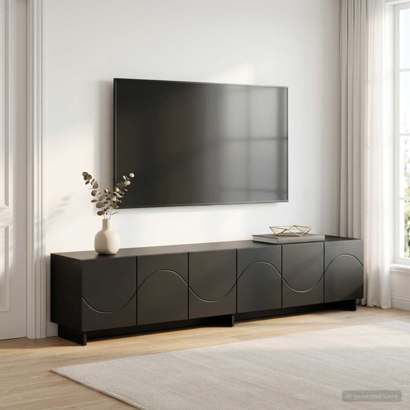 TV Stand, 40cm H x 179.5cm W x 34.5cm D, Black