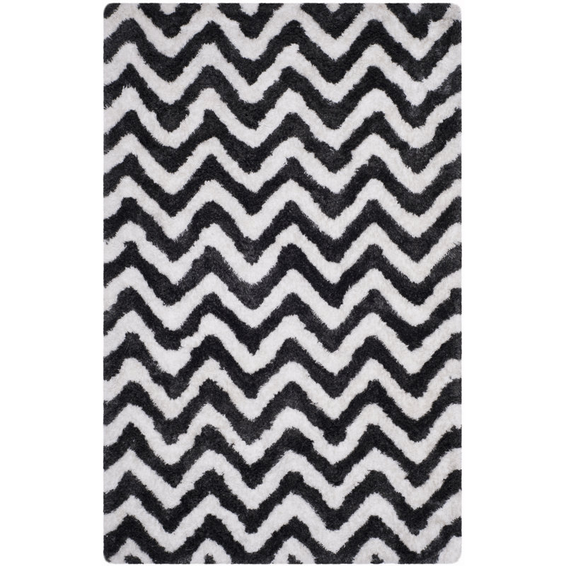 Hempstead Barcelona Shag Hand Tufted Performance Chevron Rug, Rectangle 4' x 6'