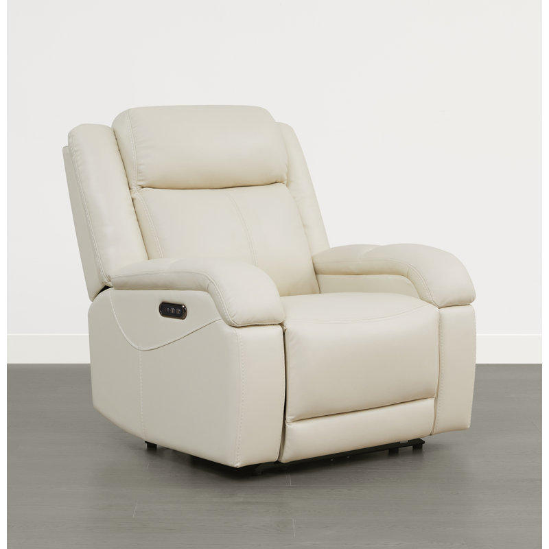 Fauteuil inclinable électrique Zachery, Cuir véritable crème