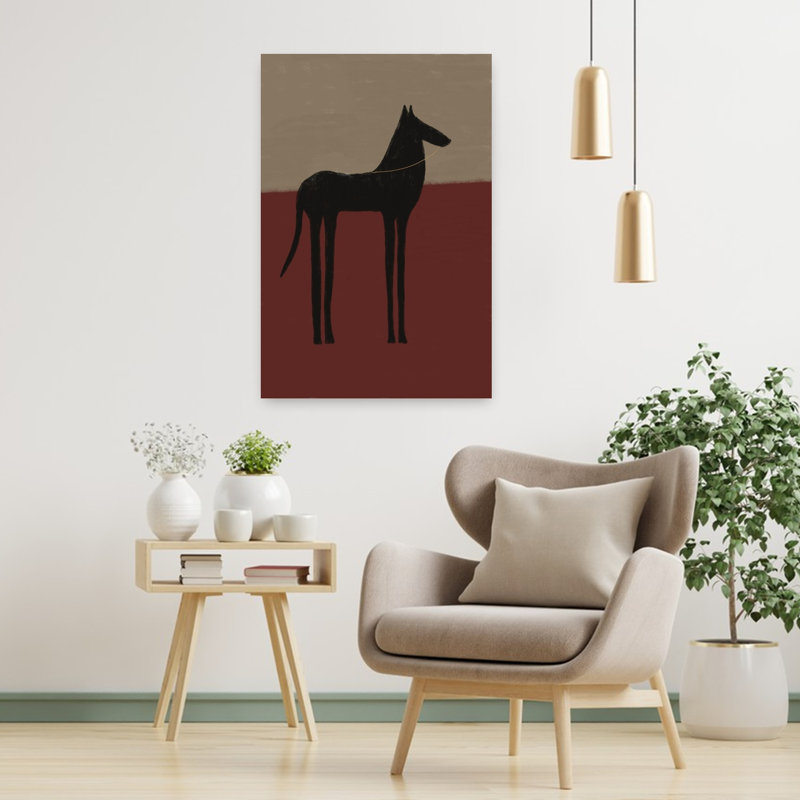 Art abstrait abstrait cheval noir minimaliste