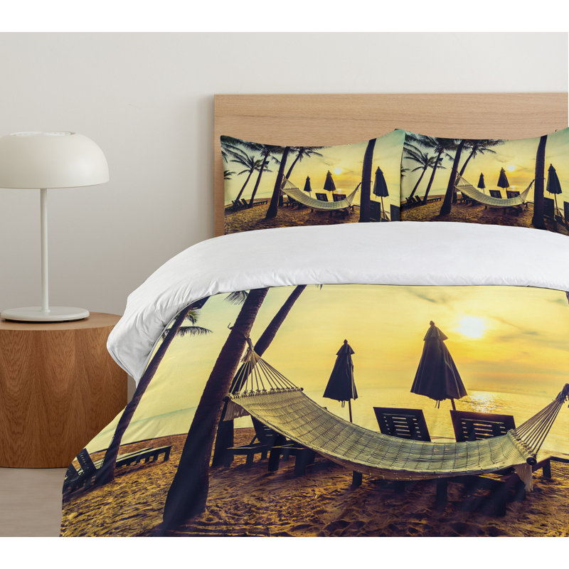 Coastal Floral Duvet Cover, Queen Duvet Cover + 2 shams