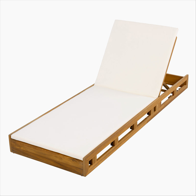 Ensemble de chaises longues en bois d'acacia avec coussins de salon résistants à l'eau (crème et 2 pouces d'épaisseur) - assorti à la version gris foncé / noix de coco disponible