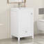 Meuble-lavabo de 20 po avec lavabo, armoire de salle de bain avec porte à fermeture douce, support de rangement et tiroir, blanc