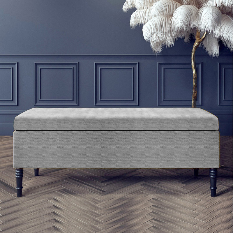 Paris Plain Naples Ottoman Storage Bench, Upholstered End of Bed Bench with Legs, Rectangle Coffee Table with Storage, Window Seat Ottoman Footstool for Bedroom, Hallway, Living Room