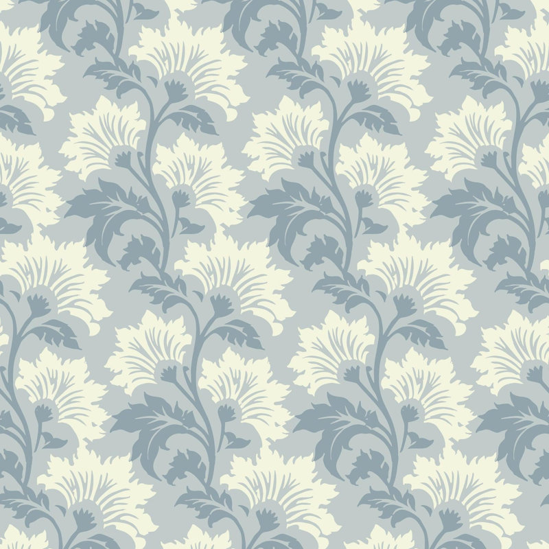 Wildflower - Botanical Wallpaper, Foggy Gray, Premium Paper
