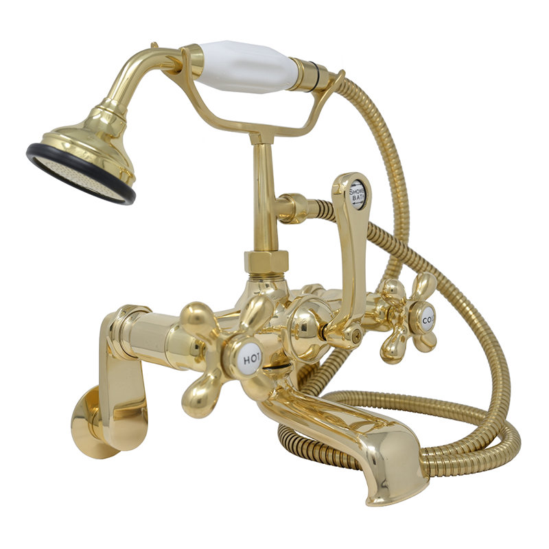 Thames Tub Mount British Telephone Faucet Set by Strom Living, Unlacquered Polished Brass
