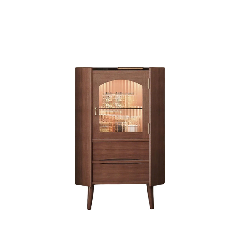 44.49"Minimalist Retro Brown Solid Wood Triangular Corner Cabinet