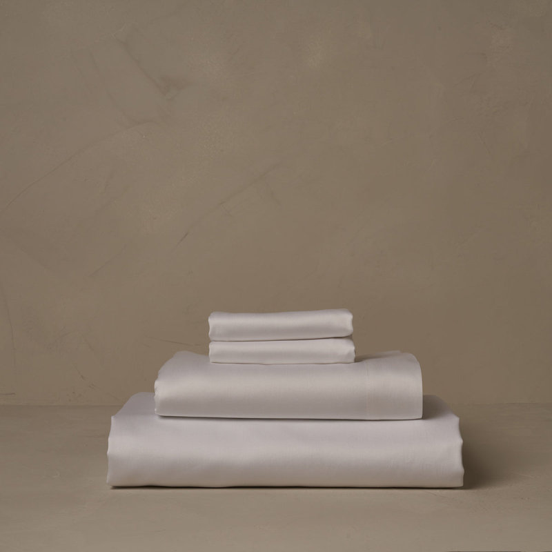 Classic Cotton Sateen Sheet Set, White, Cal King Sheet Set with 2 King Pillowcases