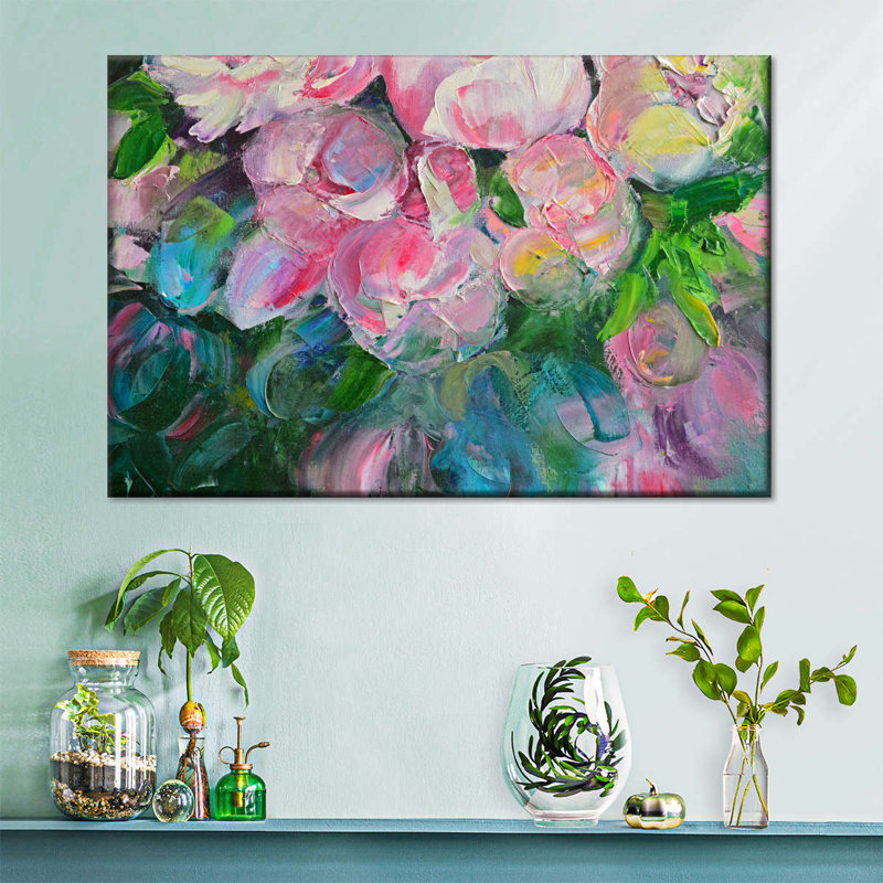 Abstrait pivoines, reproduction sur toile, H 8 po x l 12 po x P 1 po