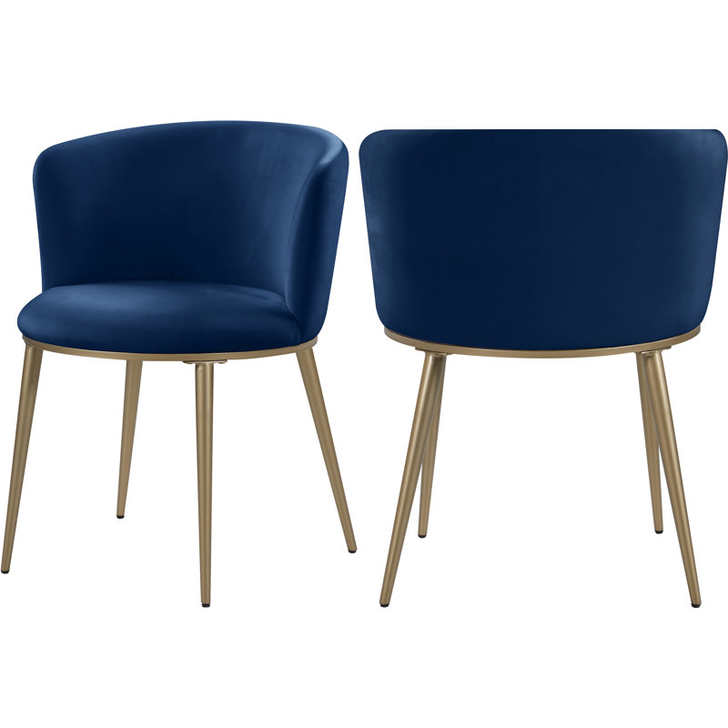 Chaise en velours Skylar, Or brossé, Velours marine