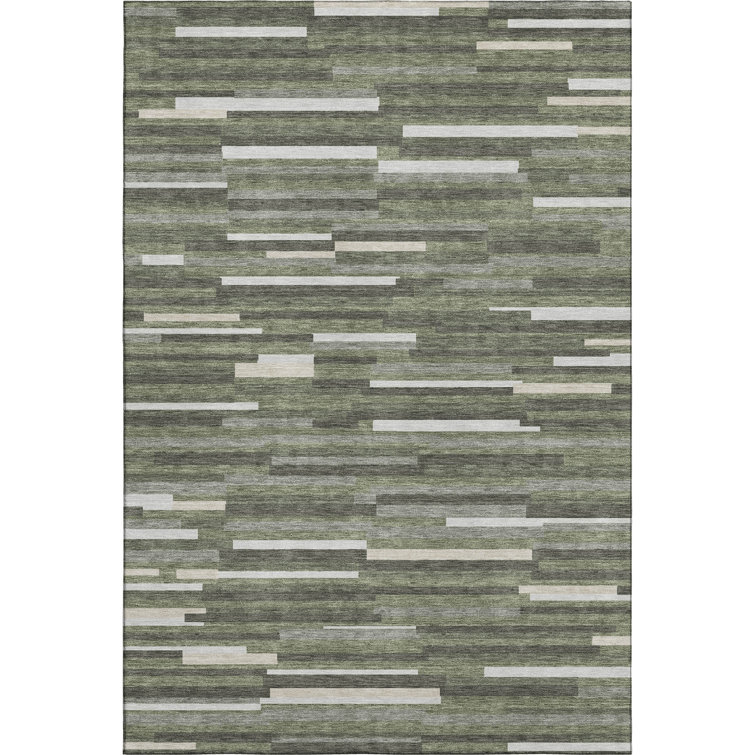 Premium Machine Washable Prisco Olive Rug