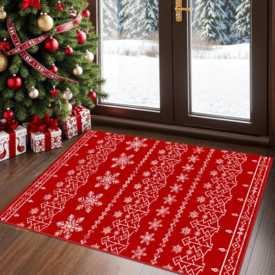 Krys Christmas Decorative Washable Area Rug With Non-Slip Backing