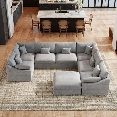 Cloud Modular Sectional Sofa,down Filled Comfort Oversized For Living Room, Large 7-seater Minimalist Wide Deep Seat, Sofa Cover Washable & Removable