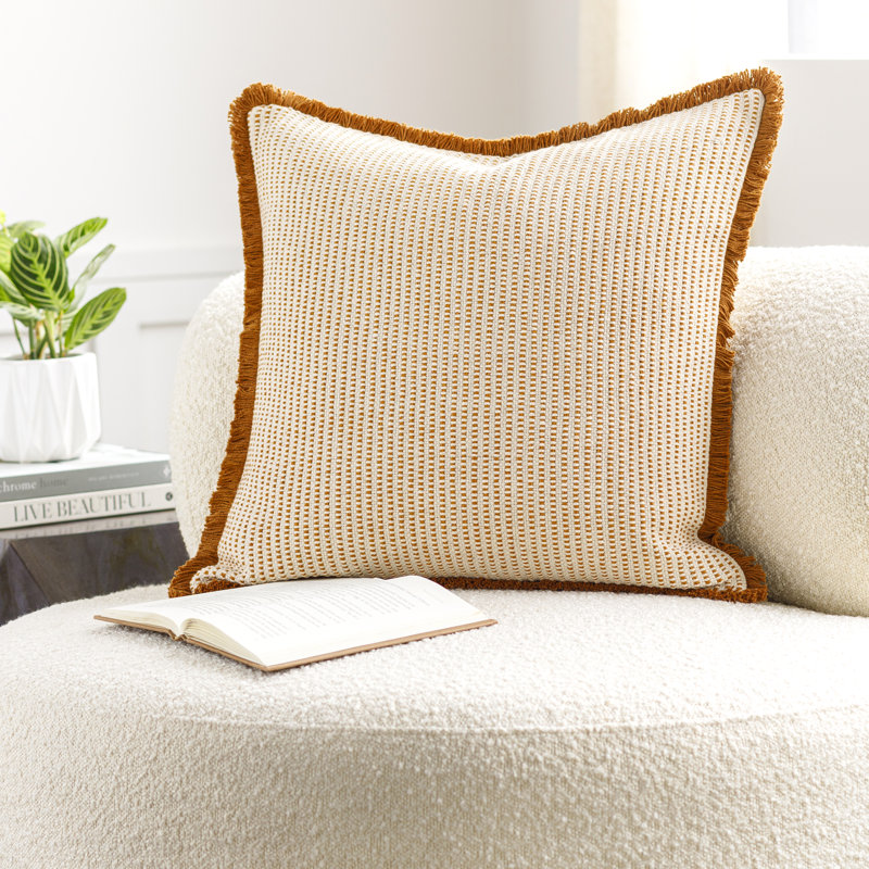 Coussin 100% coton Kava, 20 po x 20 po, rouille, Pas de bourre