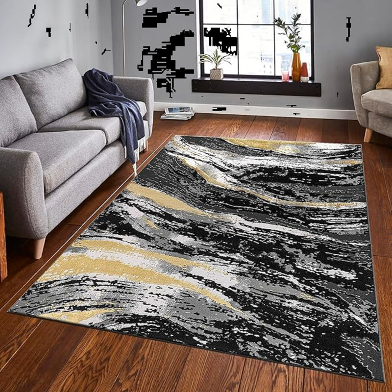 Abstract Shag Area Rug, Rectangle 200 x 290 cm