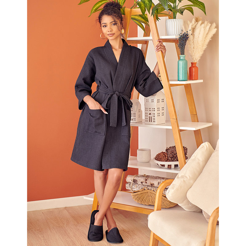 Peignoir en lin Lotus, S, Anthracite