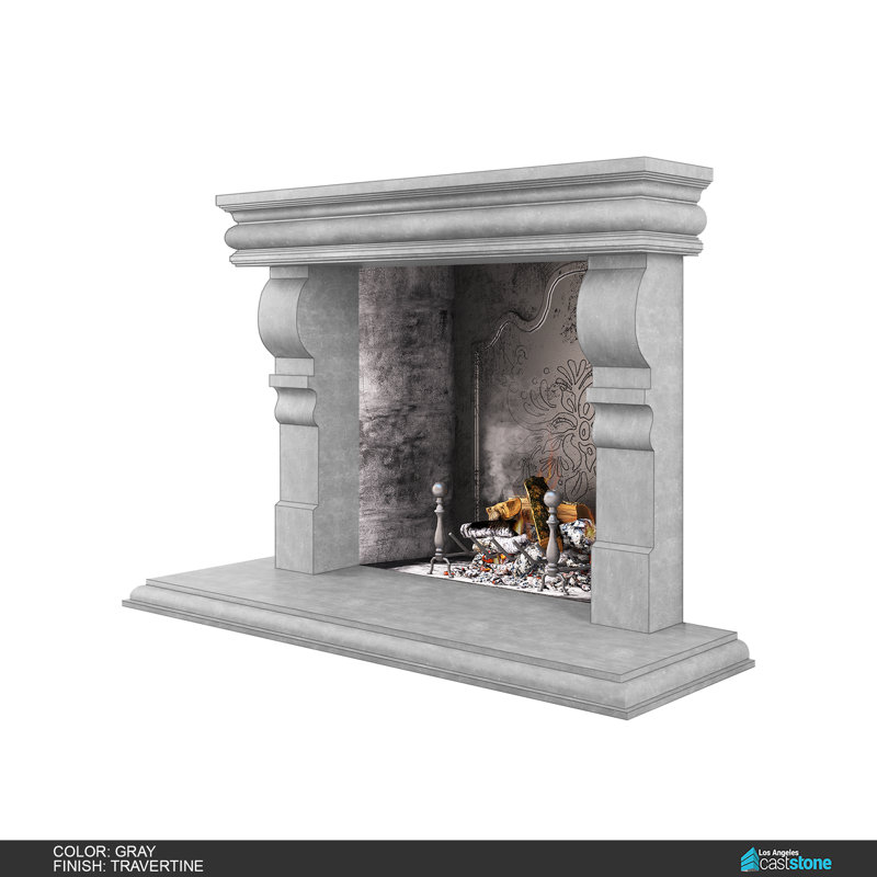 Hamilton Fireplace Surround, Travertine/Gray