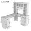 Bureau d'ordinateur en L avec tiroirs, armoires et 11 tablettes, prise de courant pour bureau à domicile et bureau, blanc-216411093